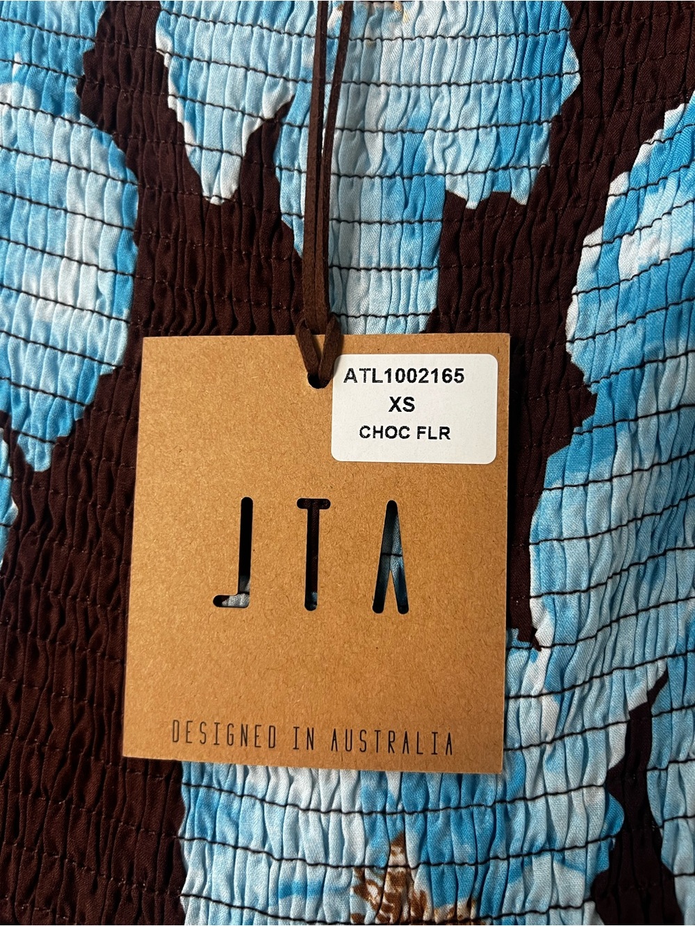 Abel the Label x Anthropologie Chocolate Brown Maxi Dress with Blue Floral Print - Picture 3 of 5